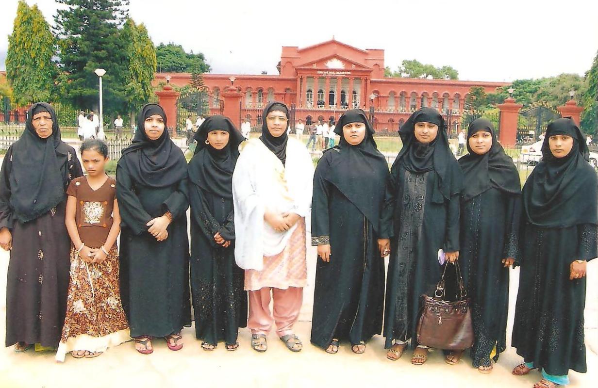 Karnataka High Court, hijab controversy, Muslim women, family members, legal proceedings, cultural attire, public demonstration, religious freedom, Indian courts