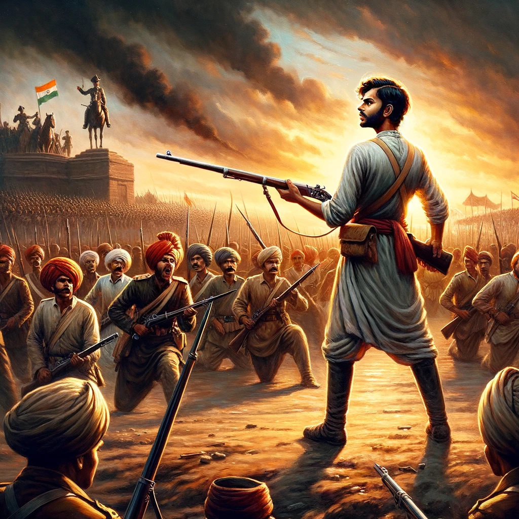 Mangal Pandey, 1857 Rebellion, Indian Mutiny, Sepoy Mutiny, Bengal Native Infantry, historical India, British East India Company, Indian uprising, freedom struggle, Indian flag, dawn of rebellion