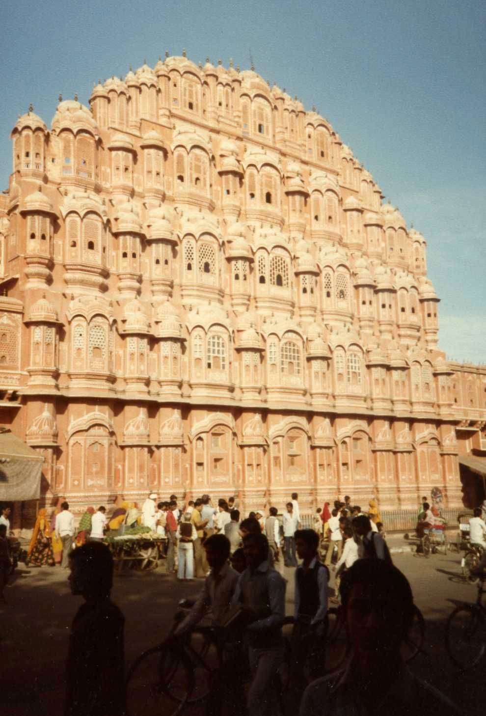 Hawa Mahal, Palace of Winds, Jaipur, Rajasthan, India, architectural heritage, Rajput architecture, cultural landmark, historical building, purdah system, sandstone architecture, intricate lattice, urban life, jaipur