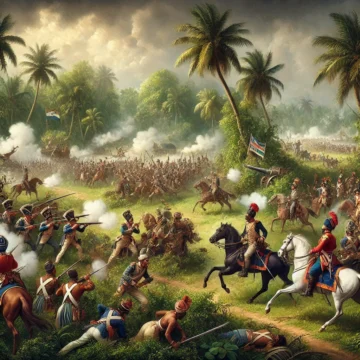 Battle of Plassey, Robert Clive, Siraj-ud-Daulah, British forces, Indian forces, 18th century military, cannons, cavalry, tropical battlefield, historical battle