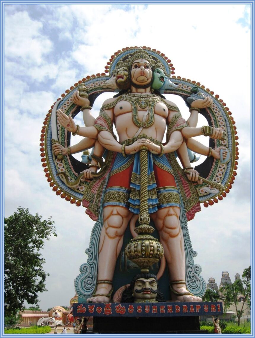 Panchamukhi Hanuman, Hanuman statue, Surendrapuri, Kunda Satyanarayana Kala Dhamam, Mythological Museum, Hindu mythology, Telangana, Indian heritage, mythological statues, Yadagirigutta