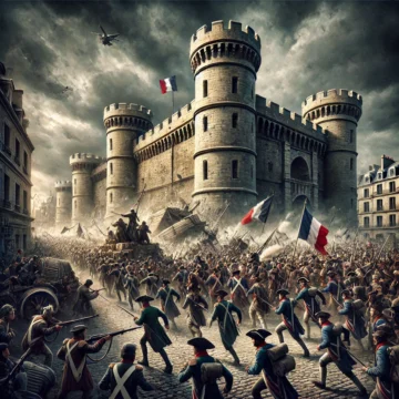 French Revolution, Bastille Day, July 14 1789, storming of the Bastille, revolutionaries, historical event, liberation, dramatic scene, medieval fortress, oppression