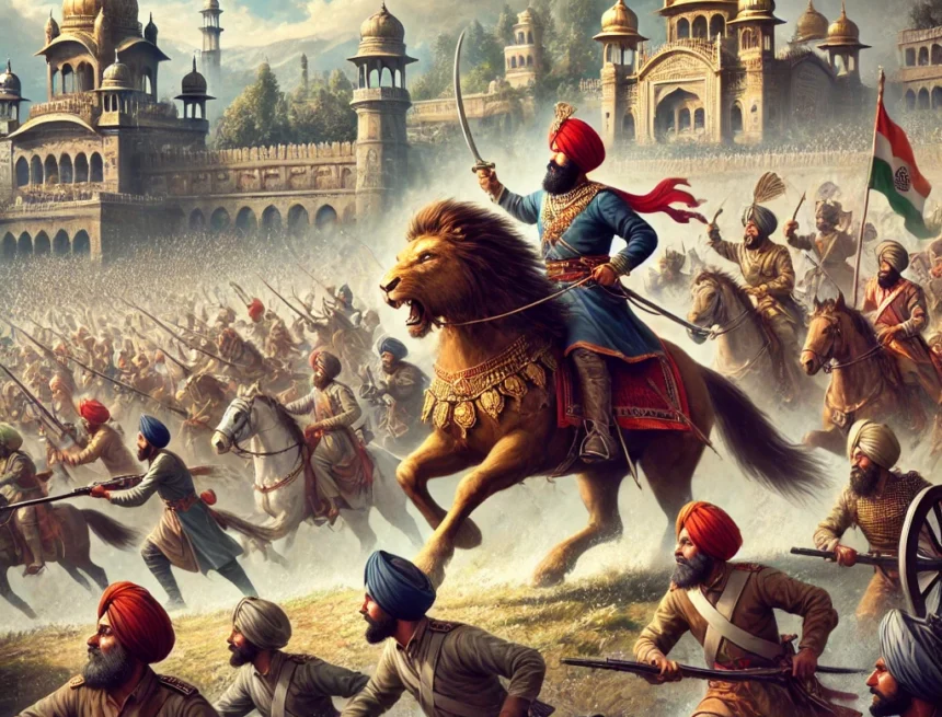Maharaja_Ranjit_Singh_the_Lion_of_Punjab Maharaja Ranjit Singh, Battle of Shopian, Sikh Empire, Sikh cavalry, Kashmir, Srinagar, historical battle, 19th-century India, military strategy, victory