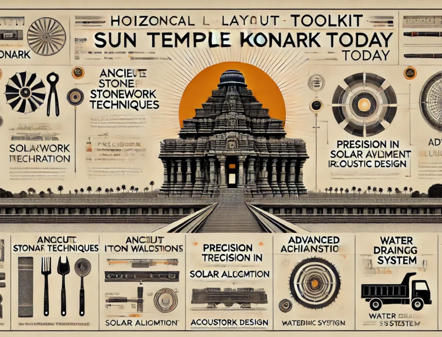 toolkit_that_illustrates_the_complexities_involved_in_replicating_the_Sun_Temple_Konark_today Sun Temple Konark, replication challenges, ancient stonework, solar alignment, ironwork integration, acoustic design, water drainage, architectural toolkit, historical preservation