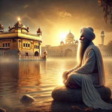 Guru Arjan Dev, Adi Granth, Sikh Guru, historical scene, Sikh architecture, scholarly pursuit, traditional Indian room, serene atmosphere, natural light, devotion
