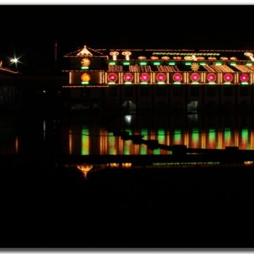 Guruvayur Temple, Kerala, night photography, temple reflection, illuminated temple, cultural architecture, Hindu temple, serene, mystical, traditional decorations