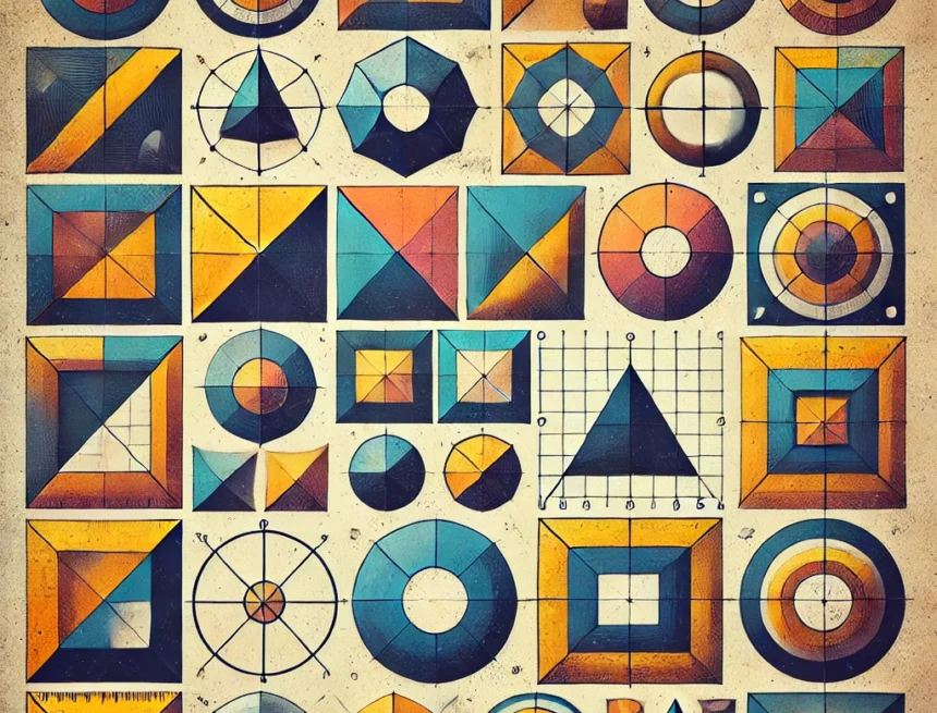 create_visuals_that_I_can_add_into_the blogdigital_collage_showcasing_various_geometric_shapes_including_squares_circles_triangles_and_rectangles geometry, geometric shapes, squares, circles, triangles, rectangles, symmetry, design, mathematics, educational, feature image, blog post, Vedic science and Basic Geometry