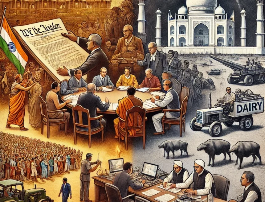 Indian Constitution, Mumbai attacks, Verghese Kurien, White Revolution, historical events, India, B.R. Ambedkar, Taj Mahal Palace Hotel, dairy farming, national security