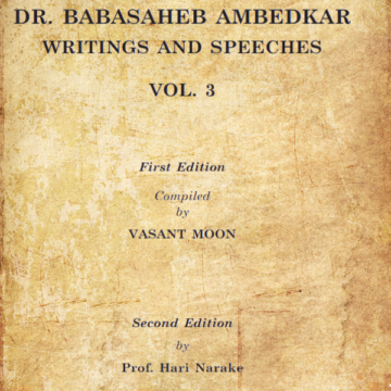 Dr. Babasaheb Ambedkar, writings and speeches, Vasant Moon, Hari Narake, Volume 3, historical documents, book cover, first edition, second edition, Indian literature, social justice, political writings.