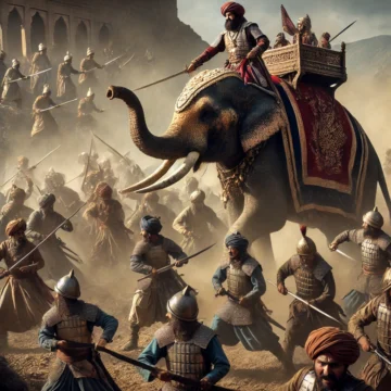 Battle of Tughlaqabad, Hemu, Akbar, Mughal Empire, Indian history, elephant warfare, historical battle, 16th-century India, military armor, ancient warfare, Akbar & Mughal Challenges