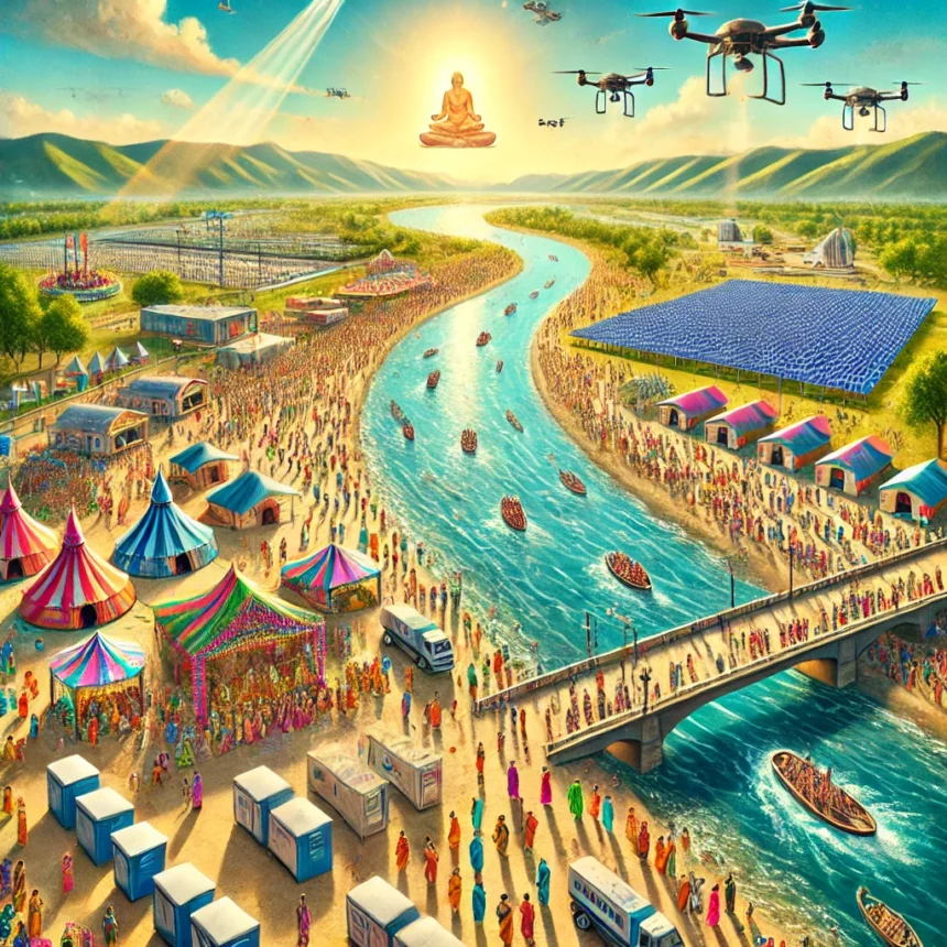 Mahakumbha Mela 2025, Hindu festival, Prayagraj, Ganges, Yamuna, Saraswati, spiritual gathering, solar-powered stations, mobile medical camps, drones, mobile toilets, tradition and innovation, Mahakumbha Mela 2025