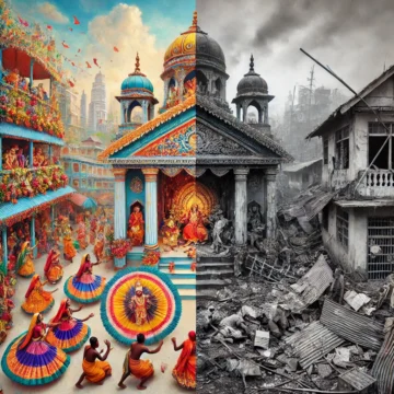 Bangladesh, Hindu community, cultural heritage, religious celebration, despair, migration, deserted homes