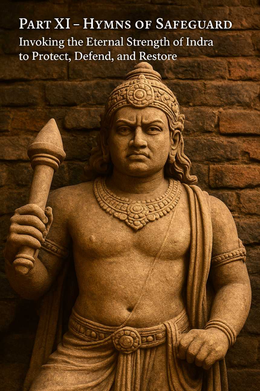 Indra, Rigveda, Vedic Invocations of Power, Hymns of Safeguard, Vajra, Protection, Dharma, Hindu deity, Temple sculpture, Stone relief, Ancient Indian art, Warrior iconography