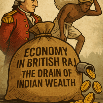 British Raj, colonial economy, economic drain, India wealth, exploitation, East India Company, historical illustration, colonialism, Indian history, HinduinfoPedia, Economy in British Raj