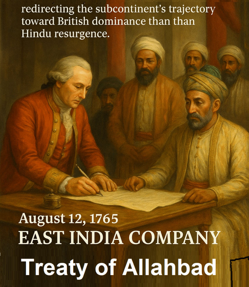 Treaty of Allahabad, East India Company, Shah Alam II, Robert Clive, Mughal Empire, British Colonial History, Bengal, Corporate Rule, Colonial India, Historical Painting, India 1765