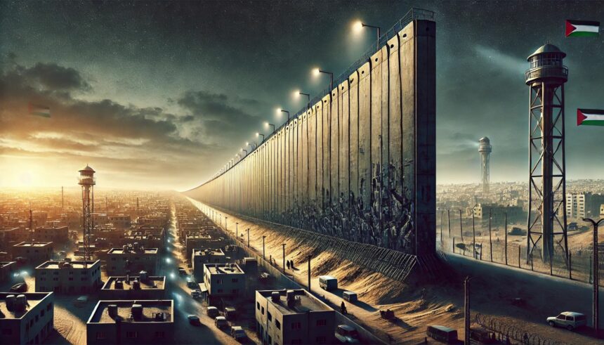 Berlin Wall of Gaza, Gaza barrier, psychological control, political oppression, surveillance state, invisible walls, authoritarian control, geopolitics, Middle East conflict, ideological containment, fear and silence, security barriers