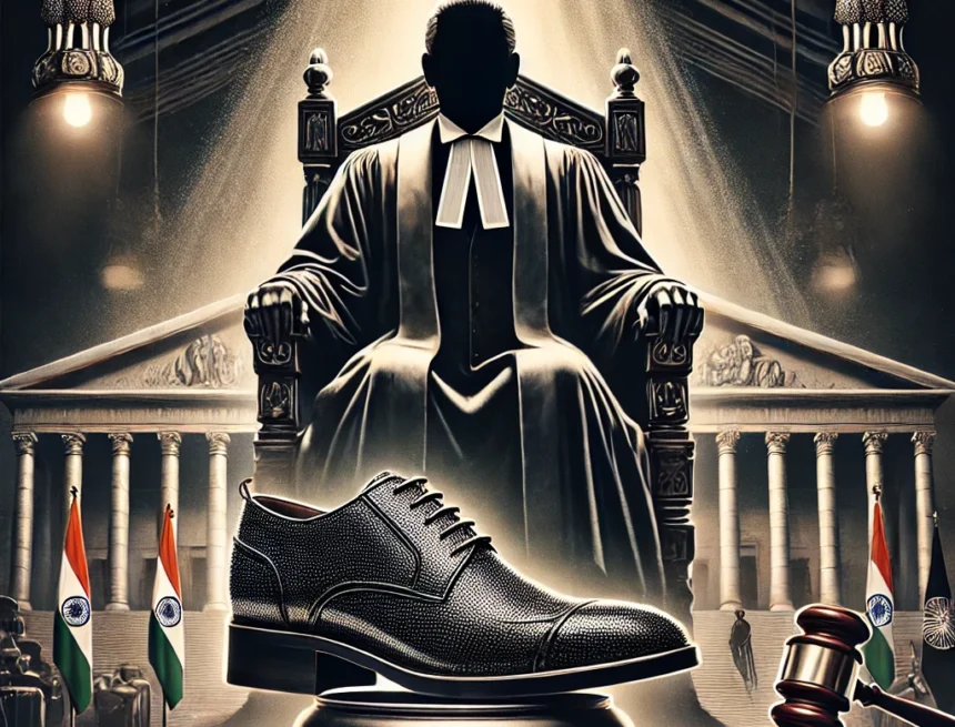 Supreme Court, judiciary, judicial power, luxury and privilege, expensive shoes symbolism, authority above law, moral contrast, judicial ethics, constitutional values, investigative journalism, rule of law, power and accountability