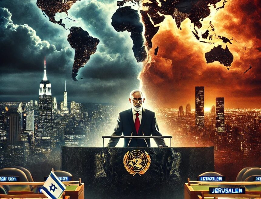 Netanyahu UN speech, two-state solution, Israel Hamas conflict, UN General Assembly, terrorism analogy, October 7 attack, geopolitical conflict, global security, Middle East crisis, Israeli leadership, moral clarity, international diplomacy, अल-क़ायदा उपमा