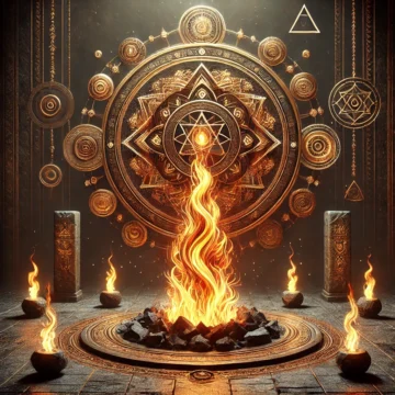 Agni, Rigveda, Vedic philosophy, inner fire, sacred defense, dharma, ritual symbolism, Hindu civilization, cosmic order, spiritual warfare, Vedic imagery, inner discipline, sacred fire