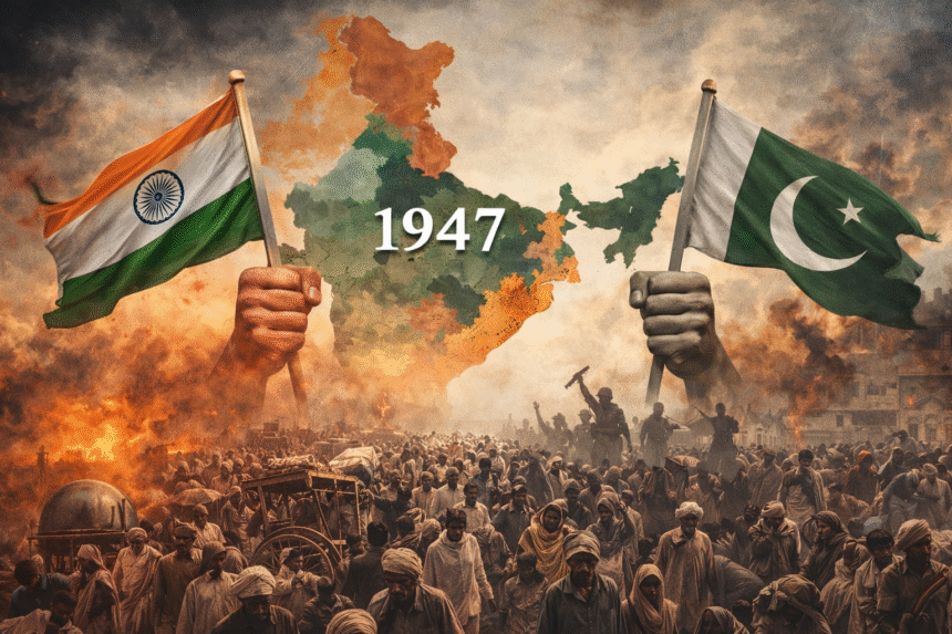 Partition of India,1947 Partition, Indian subcontinent history, demographic change, India Pakistan split, communal violence, forced migration, civilizational conflict, South Asian history, HinduinfoPedia
