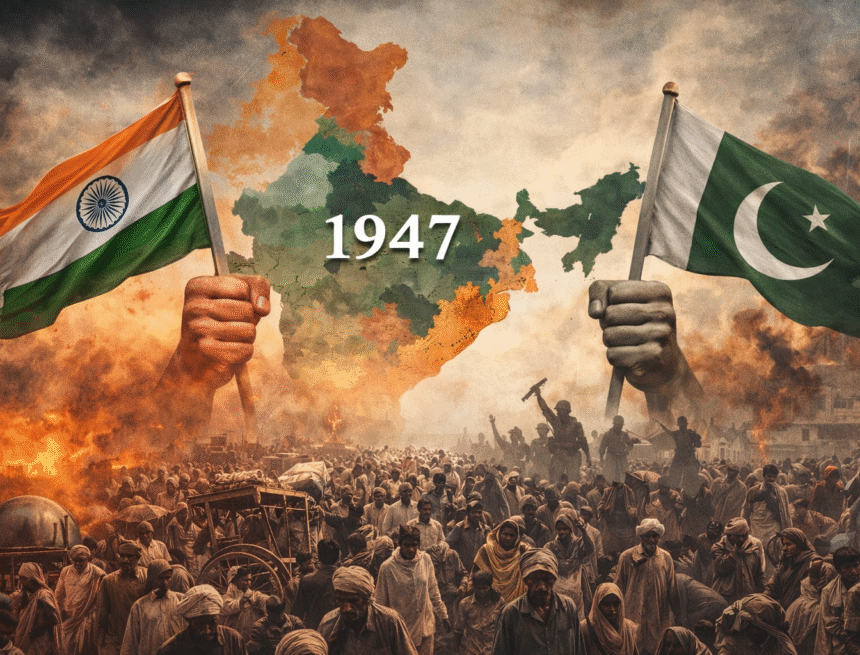 Partition of India,1947 Partition, Indian subcontinent history, demographic change, India Pakistan split, communal violence, forced migration, civilizational conflict, South Asian history, HinduinfoPedia