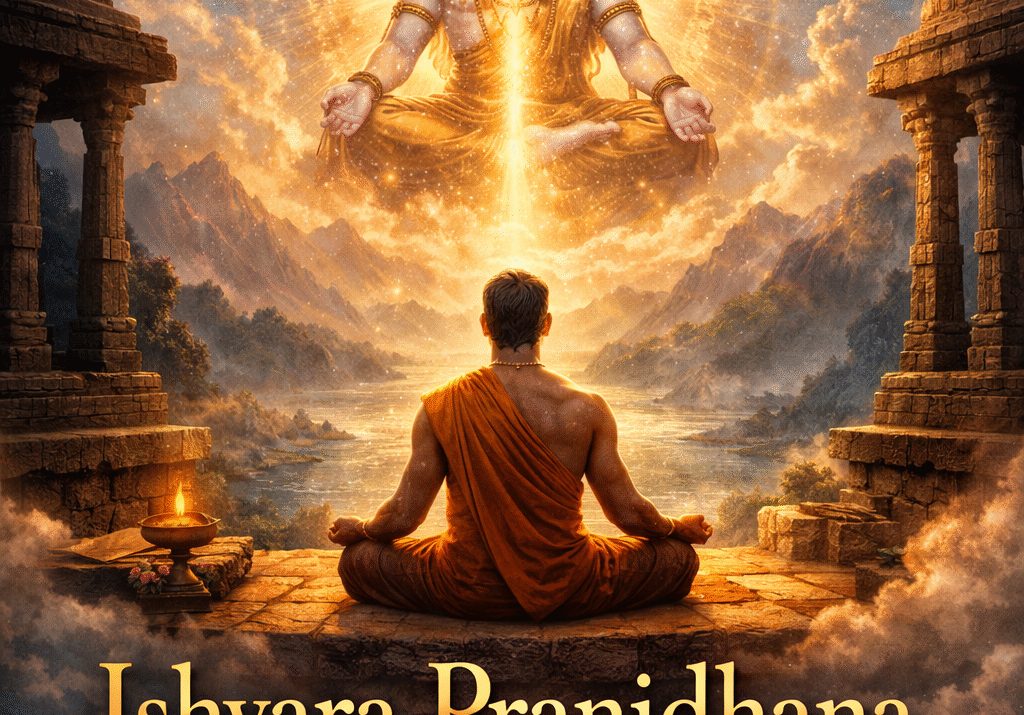 Ishvara Pranidhana, Patanjali Yoga Sutra, Samadhi, Yoga Philosophy, Classical Yoga, Spiritual Surrender, Indian Spiritual Art, Shiva Symbolism, Meditation Art, Hindu Philosophy, Yogic Path, Kaivalya, Sanskrit Tradition