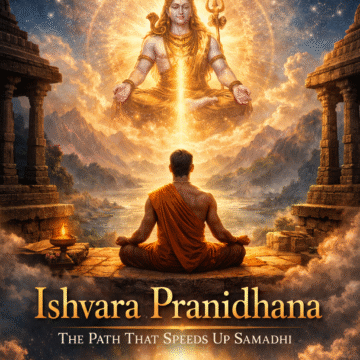 Image Jan 8, 2026, 09_22_45 PM Ishvara Pranidhana, Patanjali Yoga Sutra, Samadhi, Yoga Philosophy, Classical Yoga, Spiritual Surrender, Indian Spiritual Art, Shiva Symbolism, Meditation Art, Hindu Philosophy, Yogic Path, Kaivalya, Sanskrit Tradition