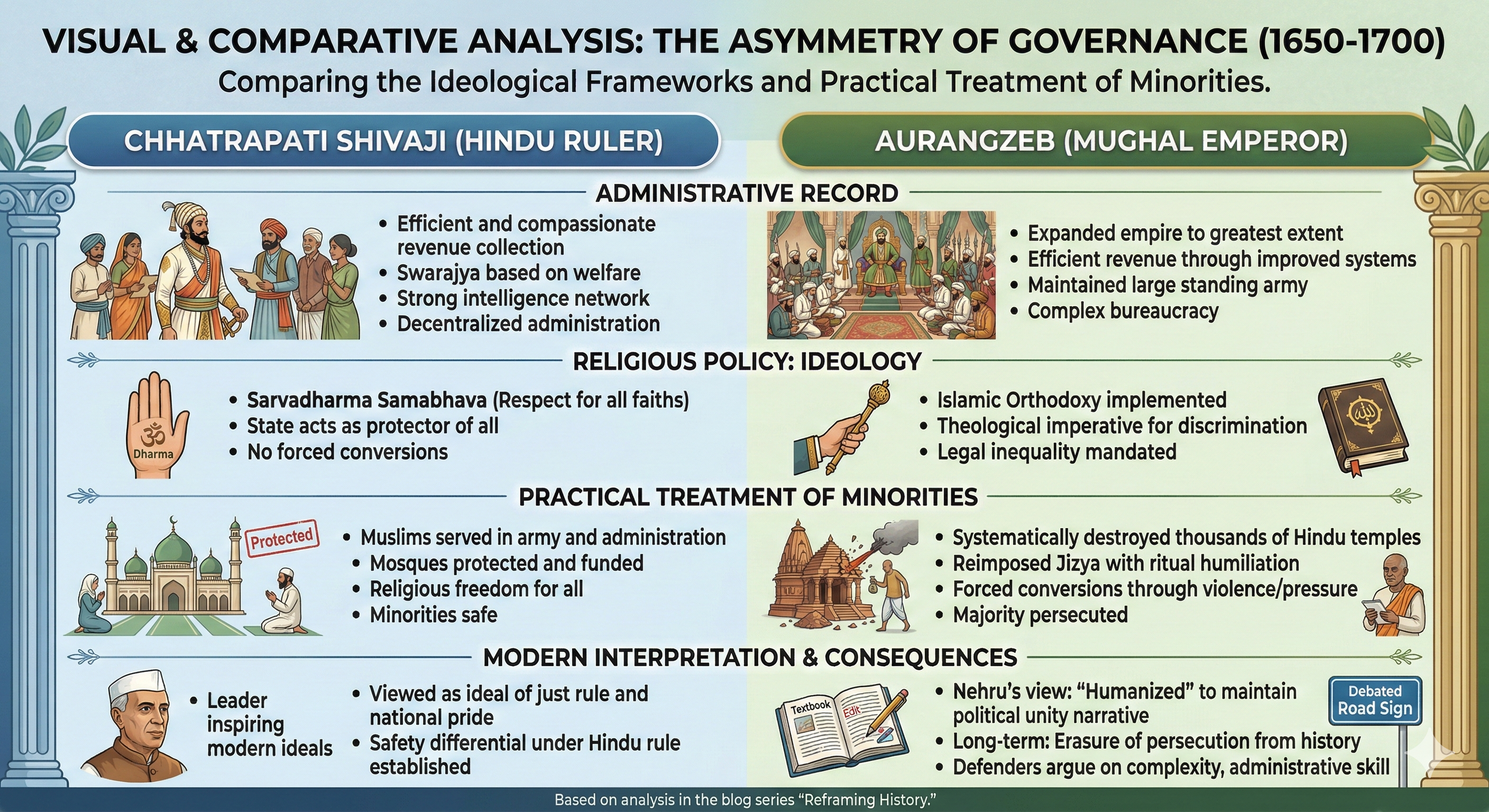 Chhatrapati Shivaji, Aurangzeb, Mughal Empire, Hindu Governance, Islamic Rule, Jizya Tax, Temple Destruction, Sarvadharma Samabhava, Minority Rights, Indian History Debate, Comparative Governance, Nehru Interpretation, Historical Analysis, Religious Policy, 1650 1700