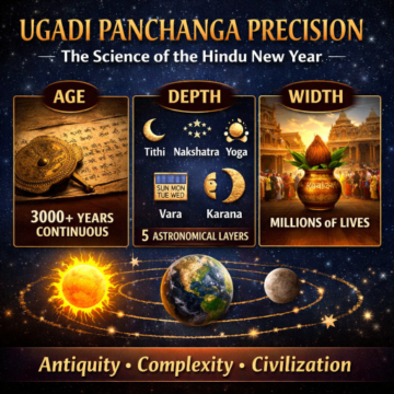 Ugadi, Panchanga, Hindu New Year, Vedic astronomy, Surya Siddhanta, Indian calendar, luni-solar system, Tithi, Nakshatra, Yoga, Karana, Vara, ancient science, astronomical calendar, Indian traditions, cultural heritage, Hindu festivals, timekeeping, celestial cycles, equinox, Indian knowledge system