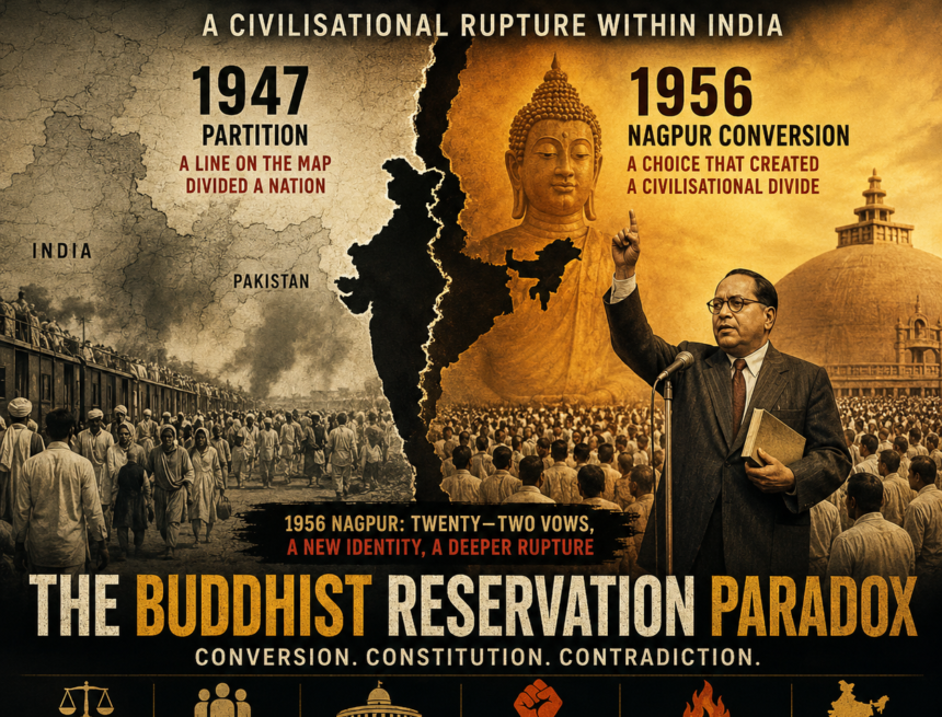 Ambedkar 0 Hinduifopedia Buddhist Reservation Paradox, Second Partition, Ambedkar, Nagpur Conversion, Buddhism, Hinduism, Reservation Policy, Constitutional Debate, Indian History, Partition of India, Civilisational Rupture, Dalit Politics, Twenty Two Vows, Vijayadasami, Dussehra, Constitutional Contradiction, Social Justice, Indian Constitution, Political History, Cultural Identity, Historical Analysis, Bharat, Sanatana Dharma, Neo Buddhism, Conversion Movement